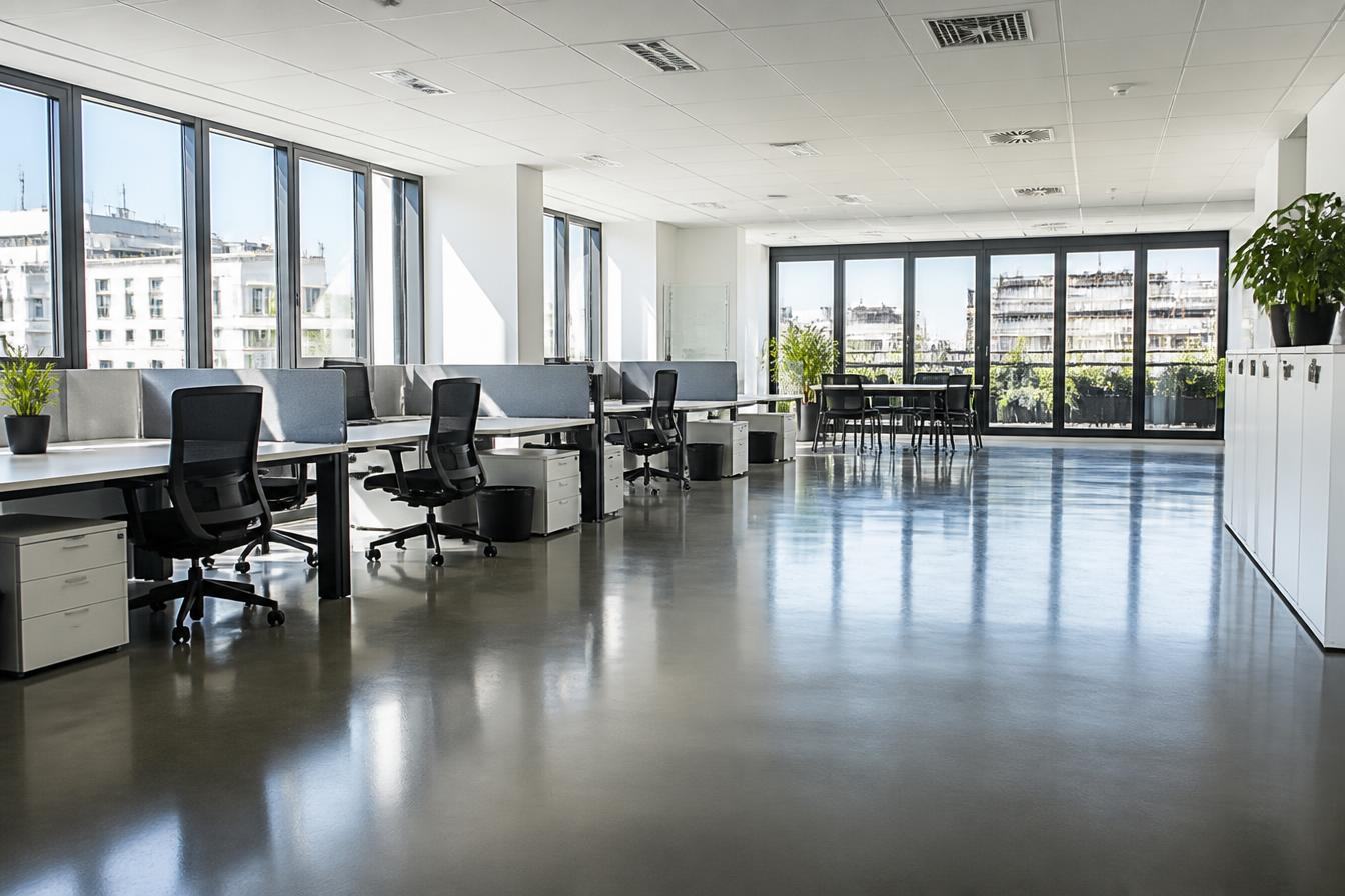 cleandream.at gewerbliche Büroreinigung Wien — frisch gereinigtes Großraumbüro